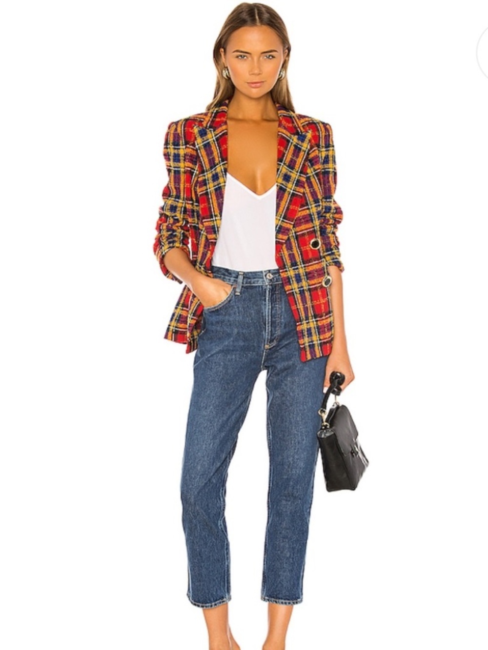 Amanda Uprichard Winters Tweed Plaid Blazer in Scotland Check - Picture 5 of 7